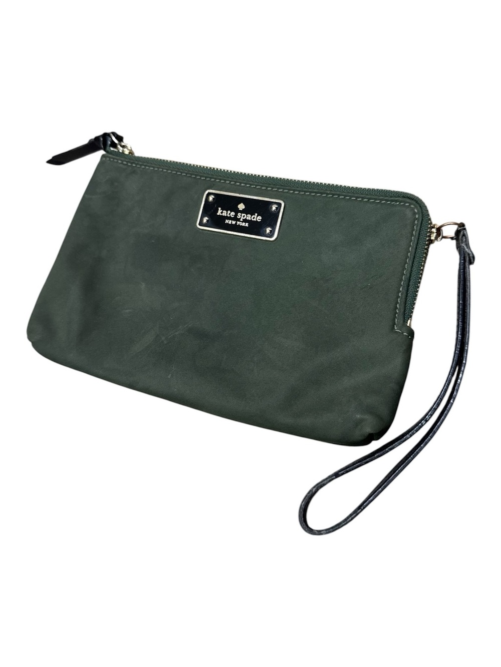 Kate Spade Wilson Road Medium Laurel durable nylon wristlet dark green